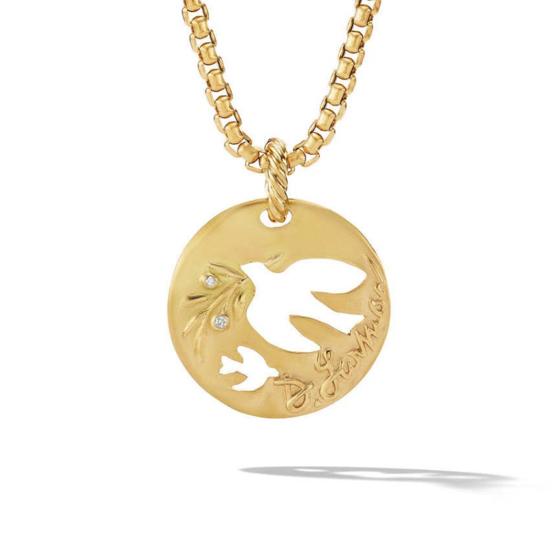 DY Elements� Dove Pendant in 18K Yellow Gold with Diamonds