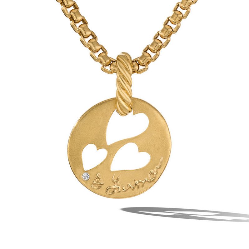 DY Elements� Open Hearts Pendant in 18K Yellow Gold with Diamonds