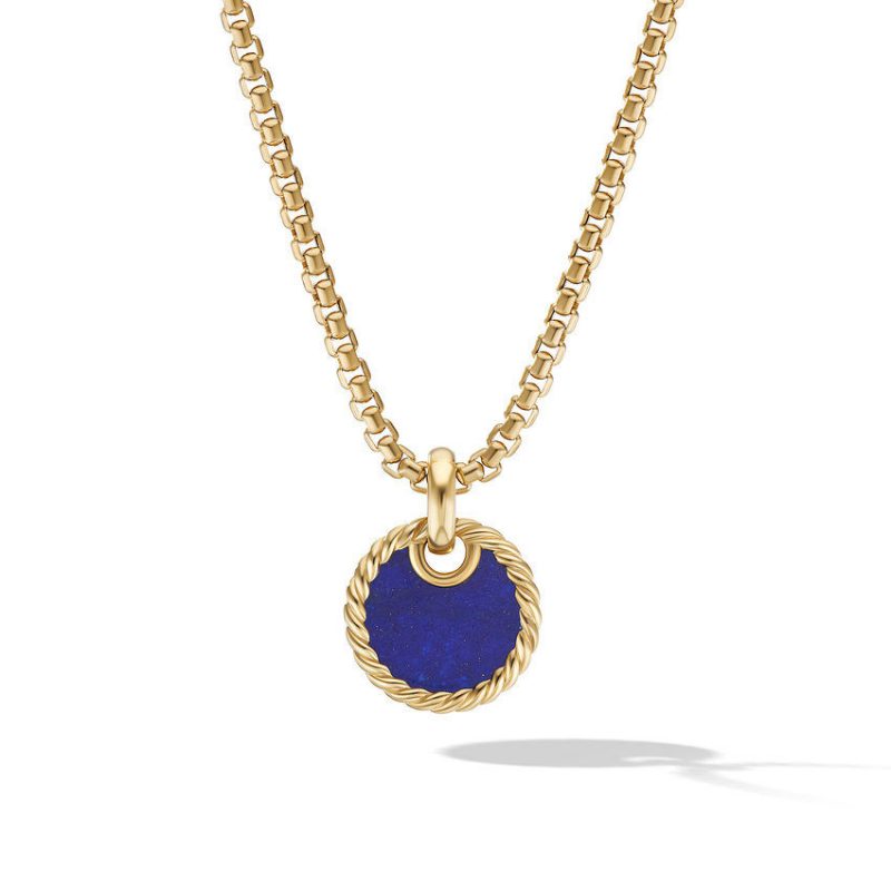 DY Elements� Disc Pendant in 18K Yellow Gold with Lapis