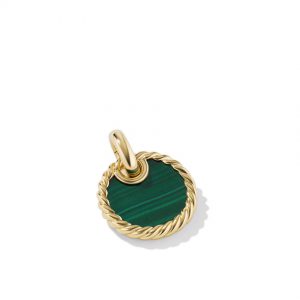 DY Elements� Disc Pendant in 18K Yellow Gold with Malachite