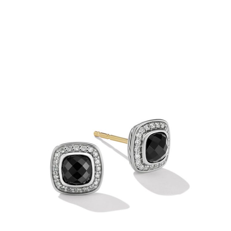 Petite Albion� Stud Earrings with Black Onyx and Pav� Diamonds
