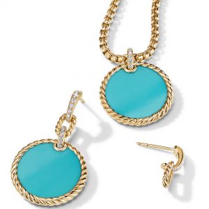 DY Elements� Convertible Drop Earrings 18K Yellow Gold with Turquoise and Pav� Diamonds