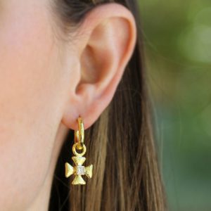 Elizabeth Locke Gold Maltese Cross Earring Charms