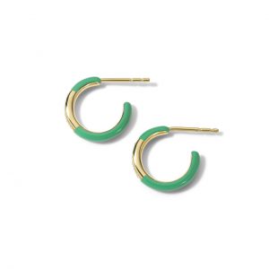 Ippolita Carnevale Stardust Green Ceramic and Diamonds Huggie Hoop Earrings