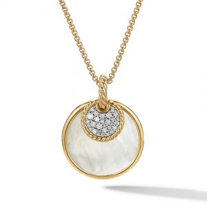 DY Elements Convertible Pendant Necklace in 18K Yellow Gold with Black Onyx and Mother of Pearl and Pav� Diamonds