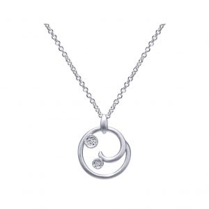 Sterling Silver Diamond Swirl Pendant Necklace