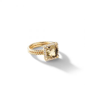 Ch�telaine Pave Bezel Ring with Champagne Citrine and Diamonds in 18K Gold mm