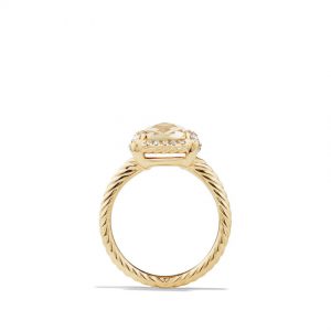 Ch�telaine Pave Bezel Ring with Champagne Citrine and Diamonds in 18K Gold mm