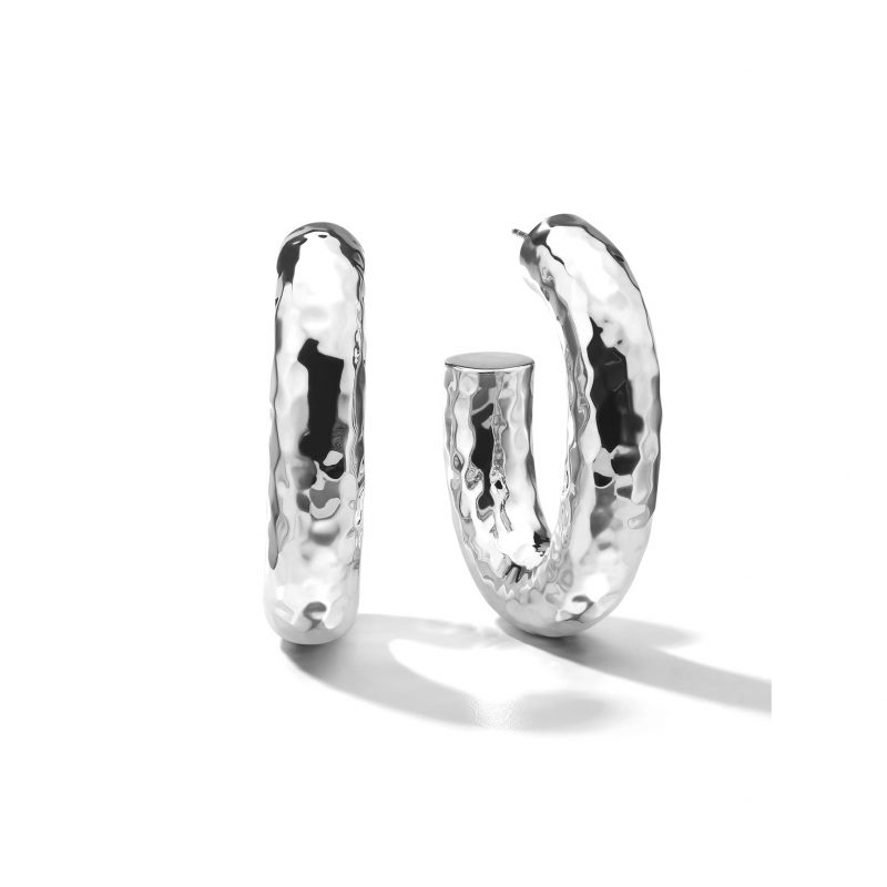 Ippolita Classico Thick Hammered Oval Hoop Earrings