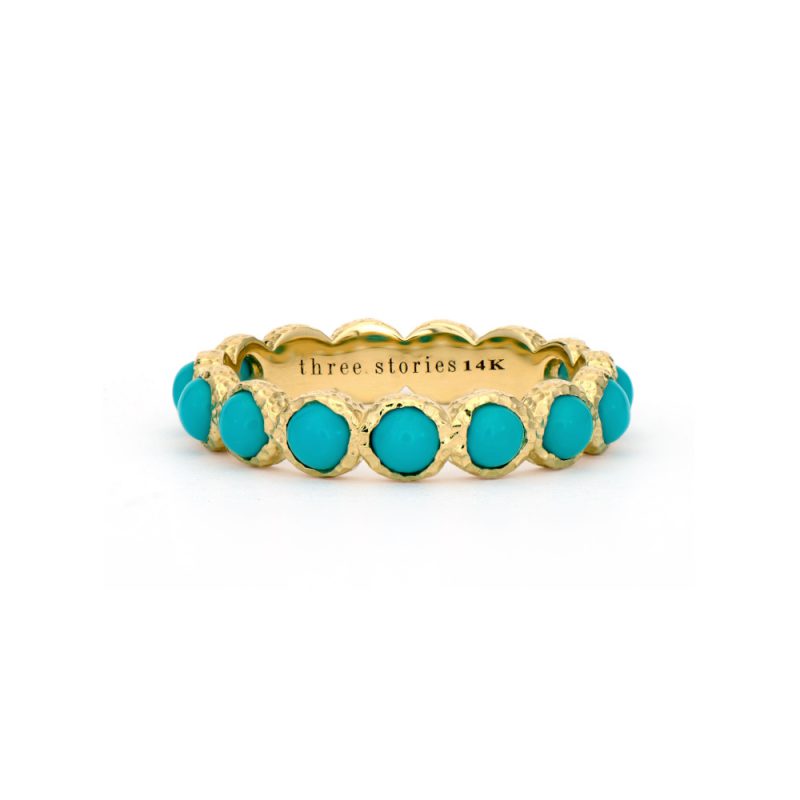 Three Stories Classic Gold And Turquoise Band Ring
