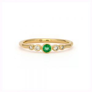Three Stories Tiny Sparkling Sea Emerald Band Ring