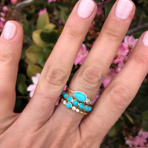 Three Stories Tiny Sparkling Sea Turquoise Band Ring