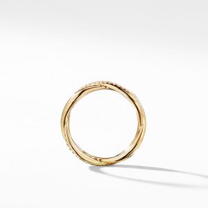 DY Lanai Band Ring in 18K Yellow Gold with Pav� Diamonds