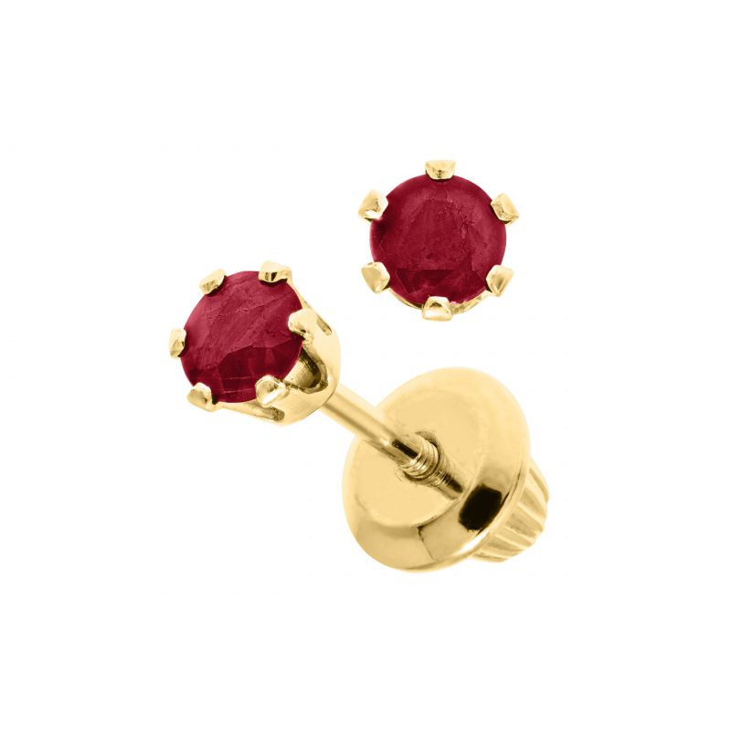 Princess-Cut Created Ruby Solitaire Stud Earrings in 14k White Gold