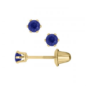 Bailey's Kids Collection September Birthstone Sapphire Stud Earrings
