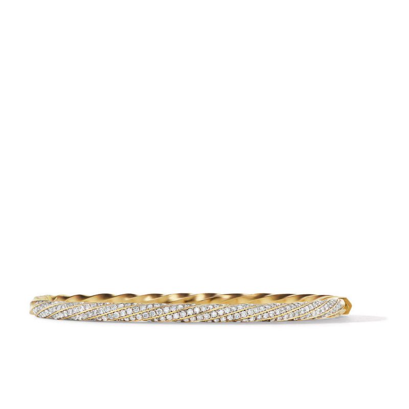 Cable Edge Bracelet in Recycled 18K Yellow Gold with Full Pav� Diamonds