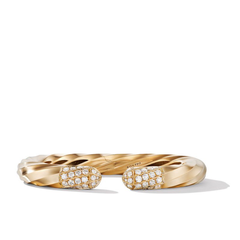 Cable Edge Bracelet in Recycled 18K Yellow Gold with Pav� Diamonds