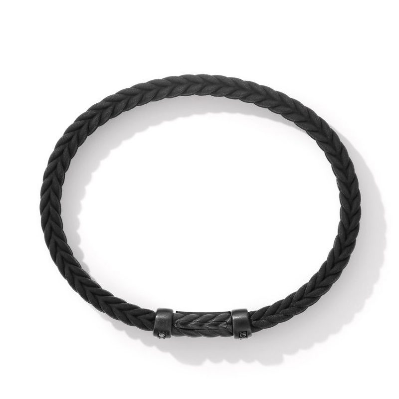 Chevron Black Rubber Bracelet with Black Titanium and Pav� Black Diamonds