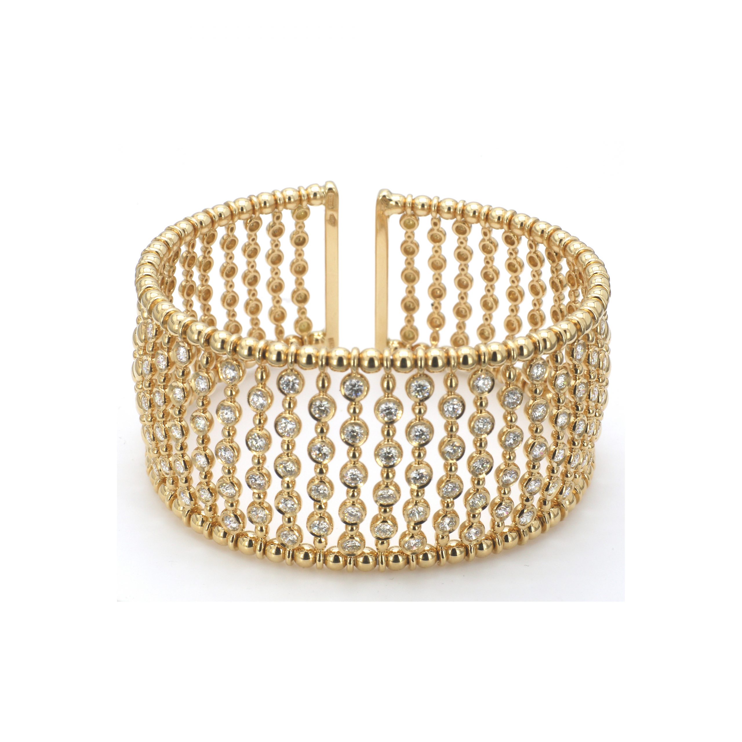 Jewelry By Marsha — 6-Row Gold and Diamond Cuff Bracelet
