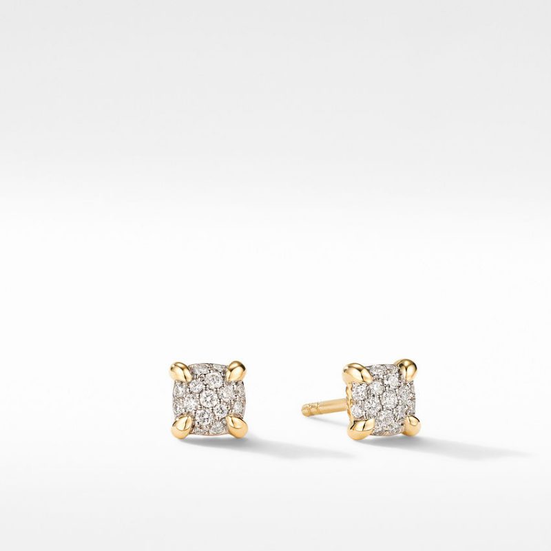 Petite Chatelaine� Stud Earrings in 18K Yellow Gold with Diamonds