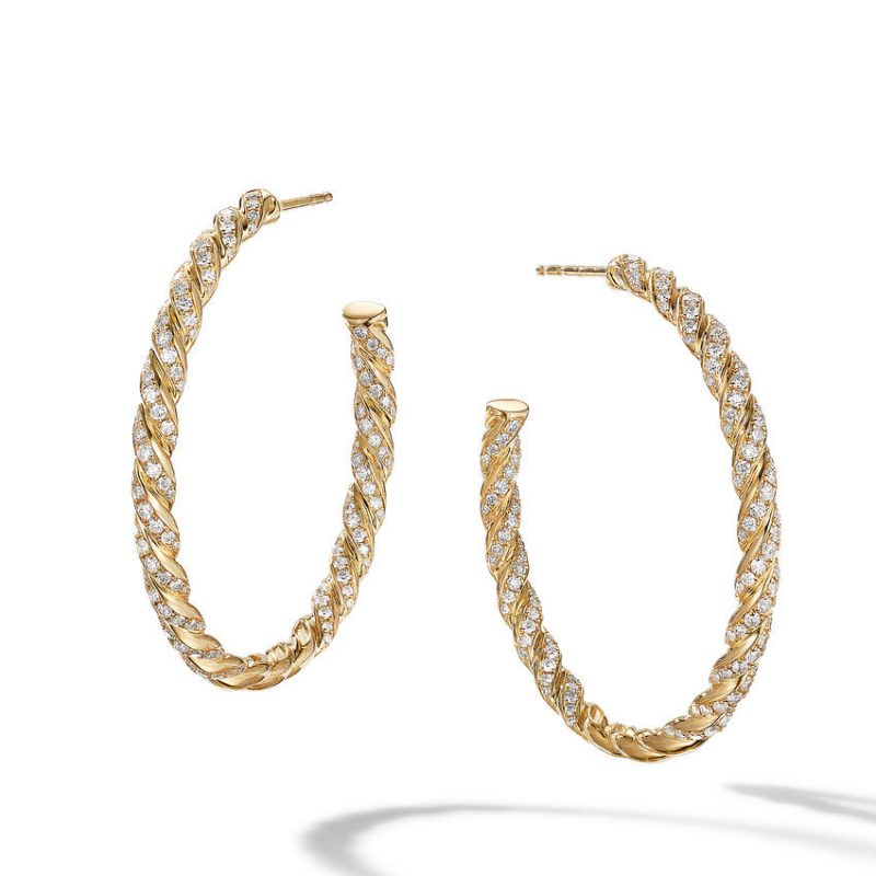 Pav�flex Hoop Earrings in 18K Yellow Gold