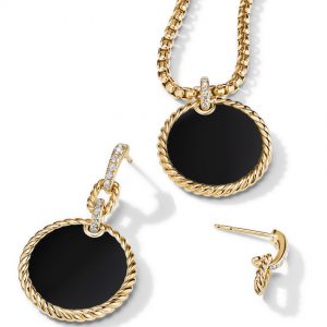 DY Elements� Convertible Drop Earrings 18K Yellow Gold with Black Onyx and Pav� Diamonds