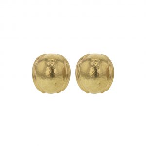Elizabeth Locke Gold Puff Oval Earrings