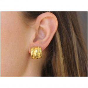 Elizabeth Locke 19kt Yellow Gold Amalfi Granulated Hoop Earrings