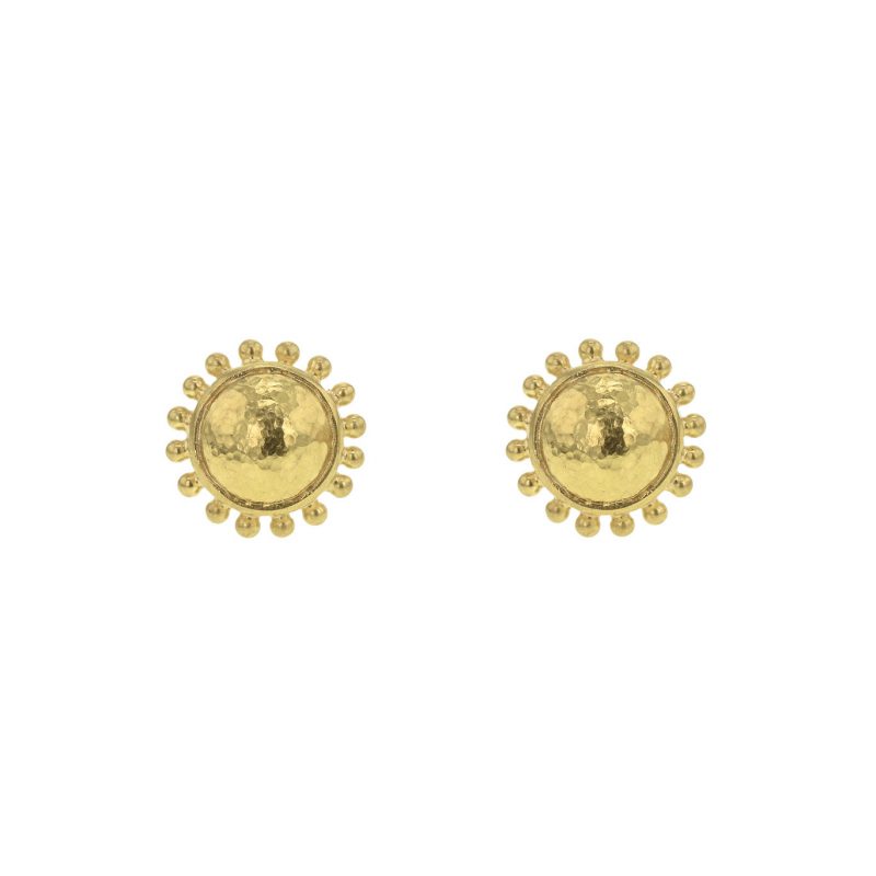 Elizabeth Locke Gold Dome Stud Earrings with Granulation