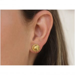 Elizabeth Locke Gold Dome Stud Earrings with Granulation