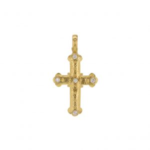 Elizabeth Locke Byzantine Cross Pendant with Diamonds
