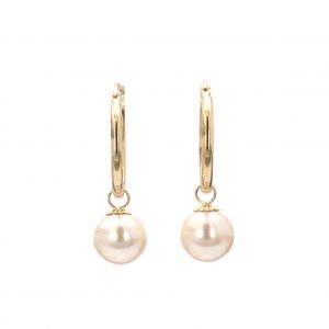 Gold Hoop With Pearl Drop Earrings