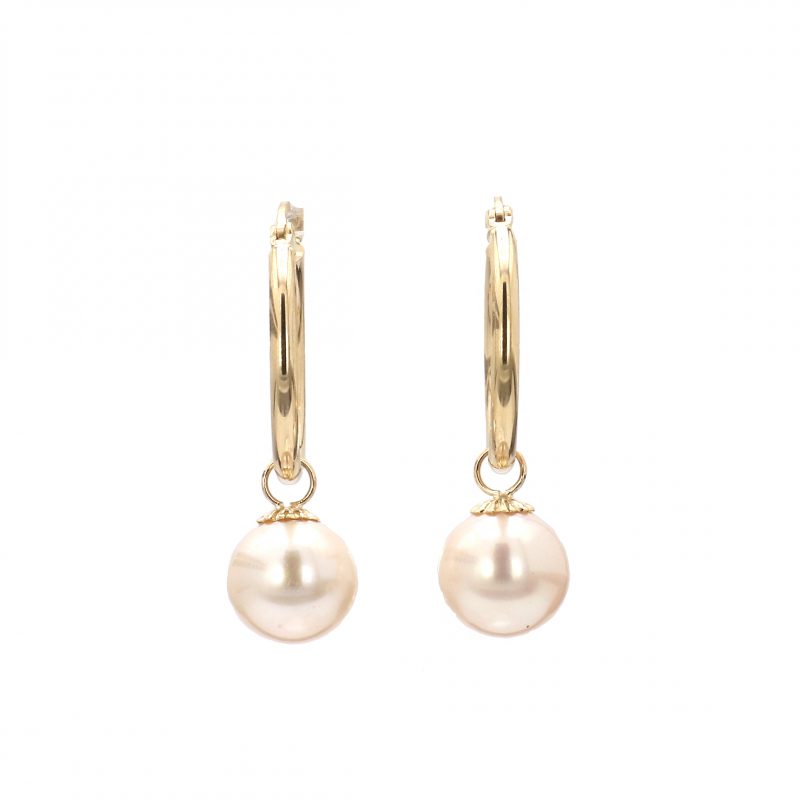 Gold Hoop With Pearl Drop Earrings