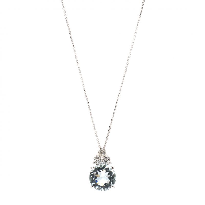 Aquamarine and Diamond Trio Pendant Necklace