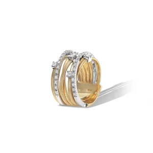 Marco Bicego Goa Collection Gold Seven Strand Diamond and Pave Ring