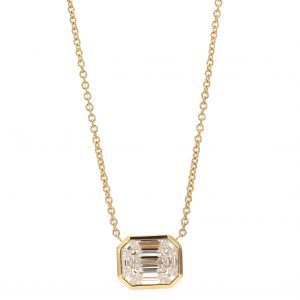 Bezel Set Mixed Cut Dimond Pendant Necklace