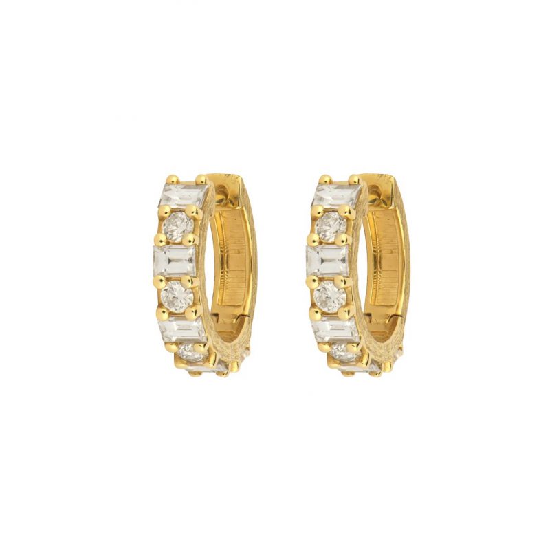 Jude Frances Michelle Hoop Earrings with Alternating Pave Diamonds