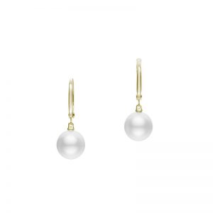 Mikimoto White South Sea Cultured Pearl and Yellow Gold Drop Earrings