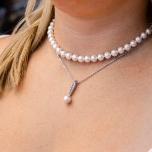 Mikimoto Akoya Pearl Princess Strand Necklace in 18kt White Gold
