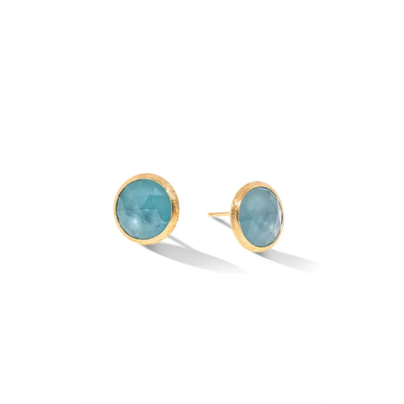 Marco Bicego Jaipur Color Collection Gold and Aquamarine Large Stud Earrings