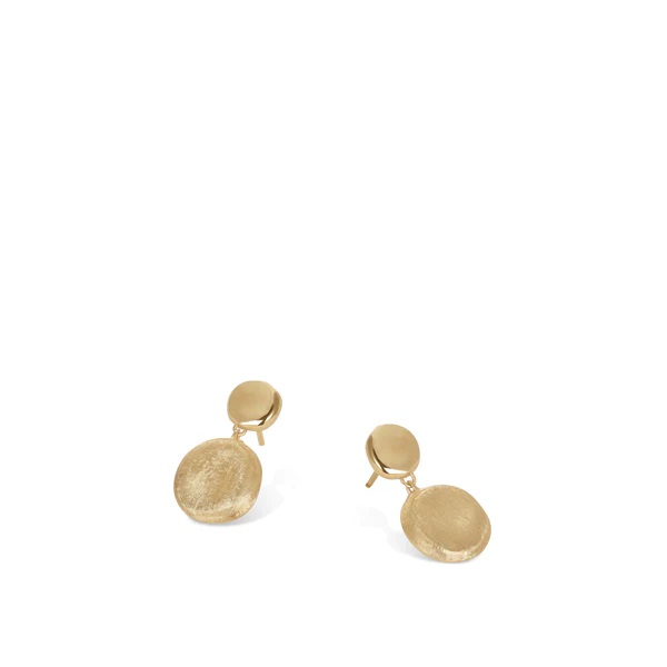 Marco Bicego Jaipur Collection Gold Engraved and Polished Double Drop Earrings