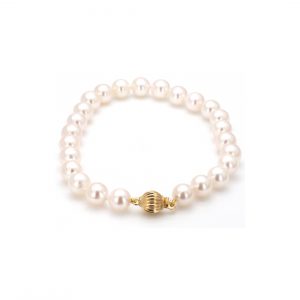 Cultured Pearl Bracelet with Yellow Gold Clasp