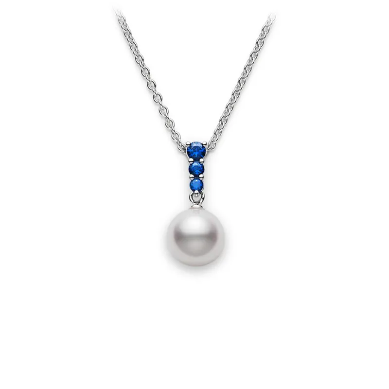 Mikimoto Morning Dew Akoya Cultured Pearl Pendant with Blue