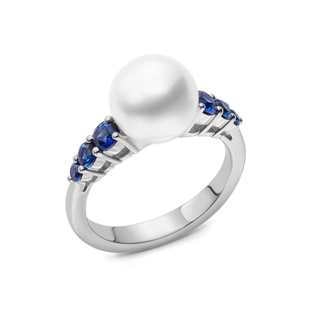 Mikimoto South Sea Pearl and Blue Sapphire Ring