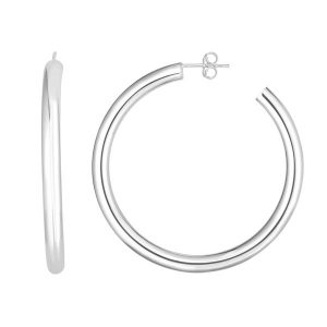 Thick Hoop Earrings in 14kt White Gold