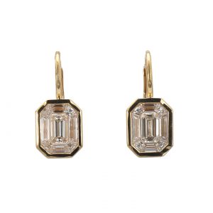Bezel Set Mixed Cut Diamond Earrings