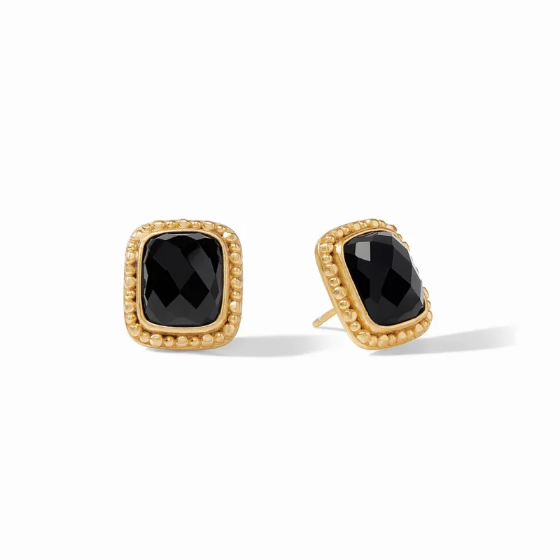Julie Vos Marbella Stud Earrings in Black Obsidian