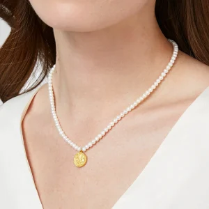 Julie Vos Trieste Pearl Solitaire and Fresh Water Peral Necklace