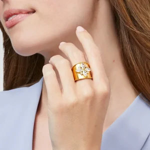 Julie Vos Monaco Statement Ring in Cubic Zirconia and Pearl