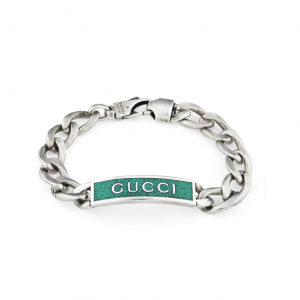 Gucci Tag ID Silver and Turquoise Bracelet